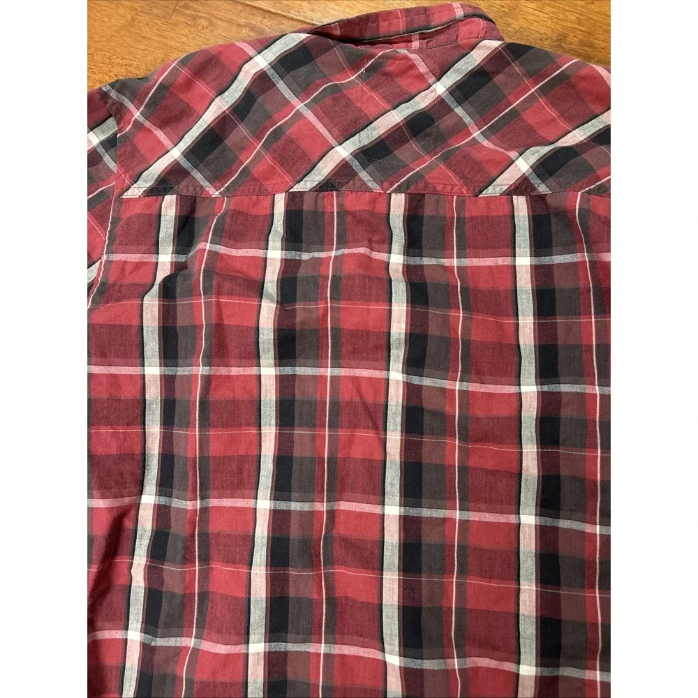 Levi's Plaid Button Down Shirt Men's Side XL Red Long Sleeve